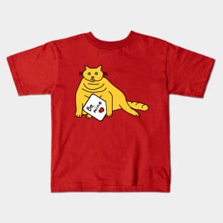 Cute Chubby Kitty Cat says Be Mine on Valentines Day Kids T-Shirt